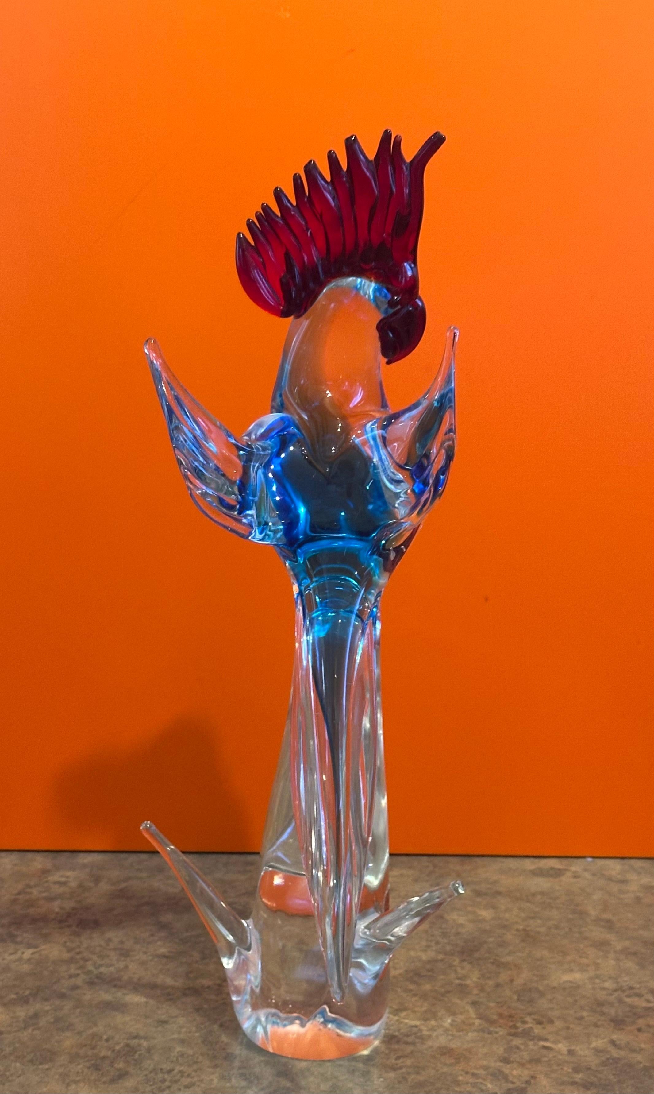 Elegante scultura in vetro di Murano con cacatua o uccello, anni '60 circa in vendita 5