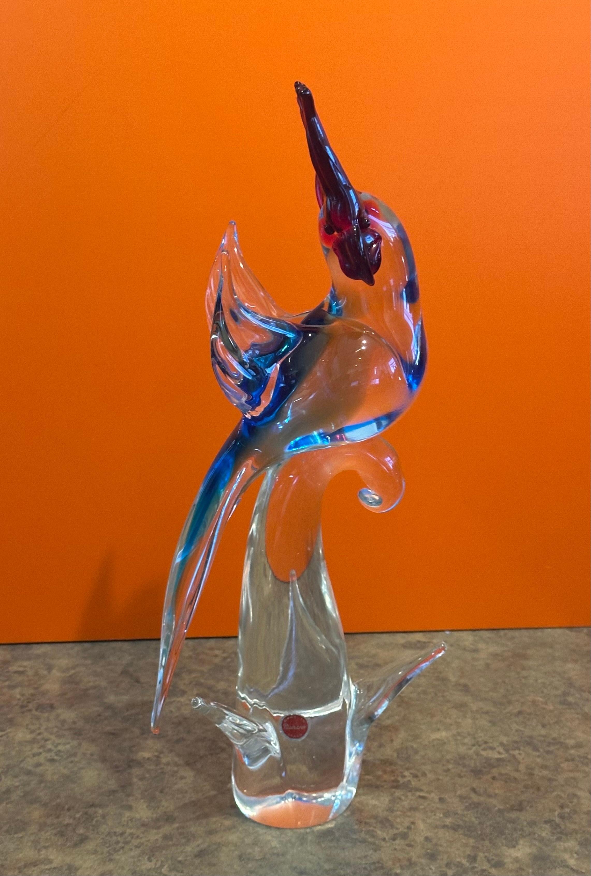 Elegante scultura in vetro di Murano con cacatua o uccello, anni '60 circa in vendita 6