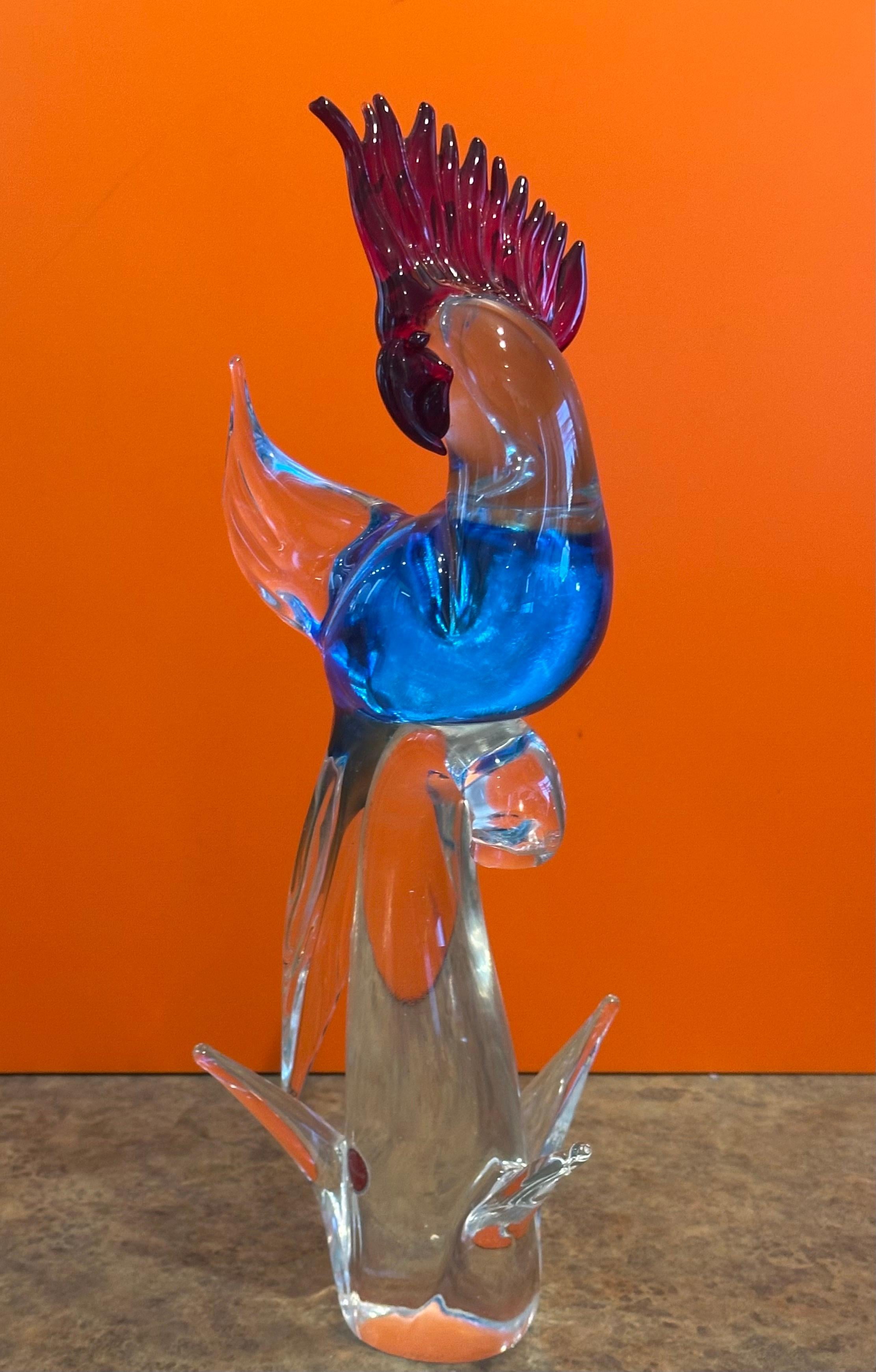 Elegante scultura in vetro di Murano con cacatua o uccello, anni '60 circa in vendita 7