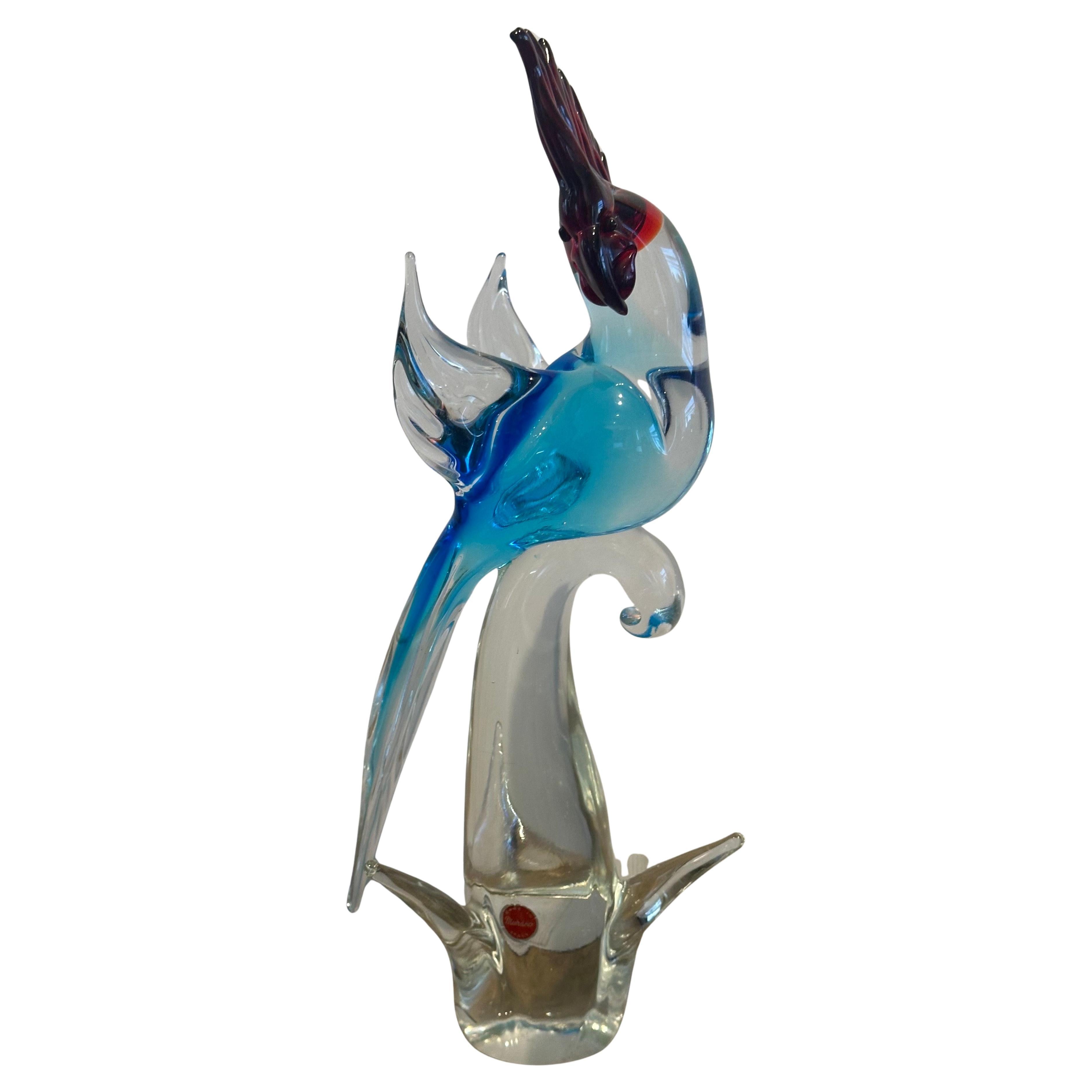 Elegante scultura in vetro di Murano con cacatua o uccello, anni '60 circa in vendita 9