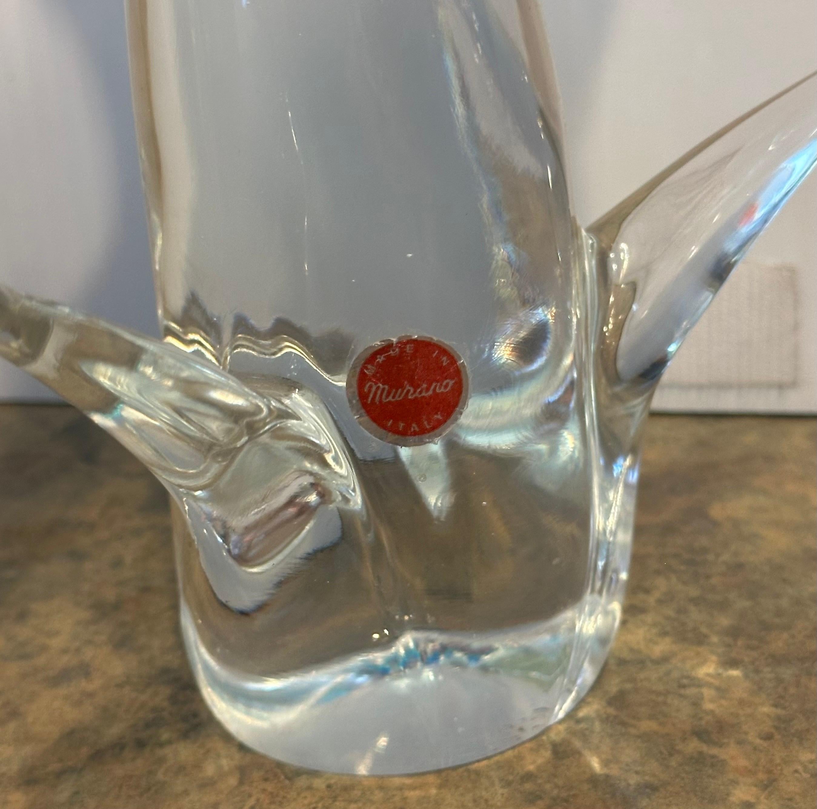 Elegante scultura in vetro di Murano con cacatua o uccello, anni '60 circa in vendita 1