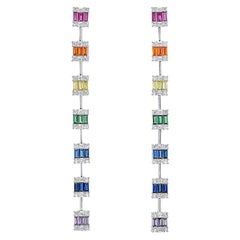 Stylish Colourful Zirconia Dangle Gold Plated Silver Earrings