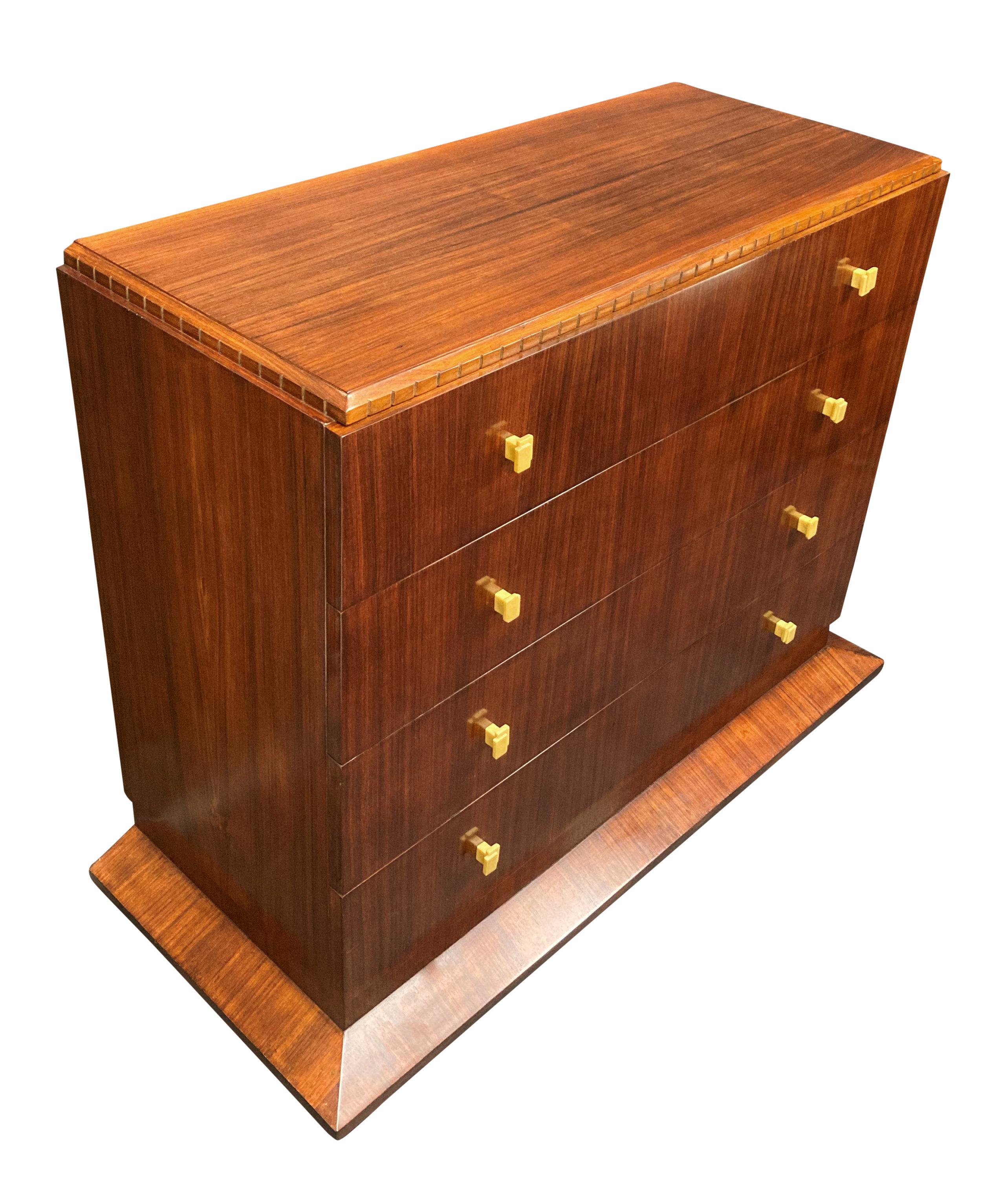 Mid-20th Century Stylish Commode With Ivory Bakelite Handles In The Manner Of Rhulmann For Sale