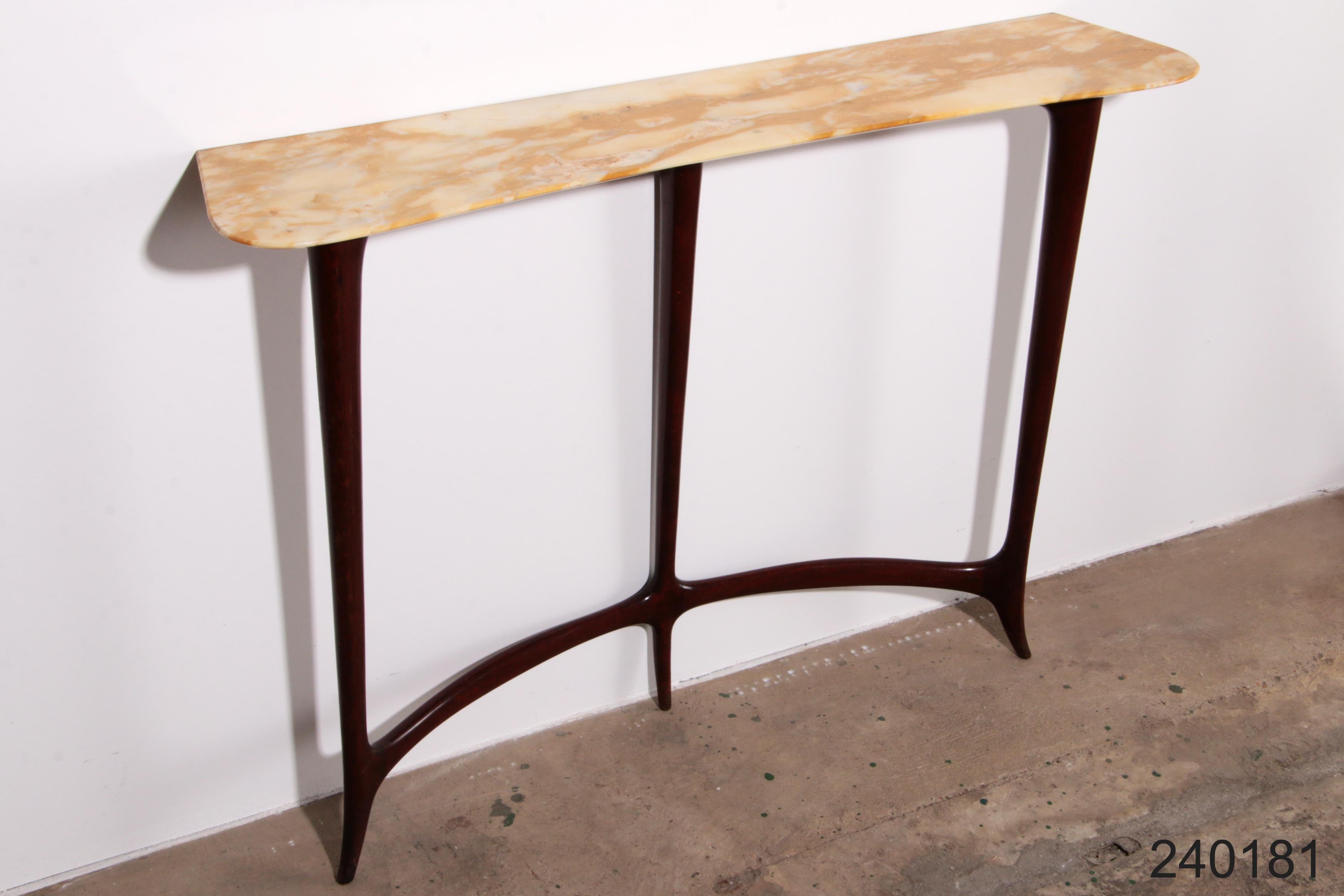 Stylish Console with Mustard Veined Marble Top by Ezio Minotti 8
