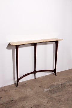 Stylish Console with Mustard Veined Marble Top by Ezio Minotti
