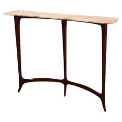 Stylish Console with Mustard Veined Marble Top by Ezio Minotti
