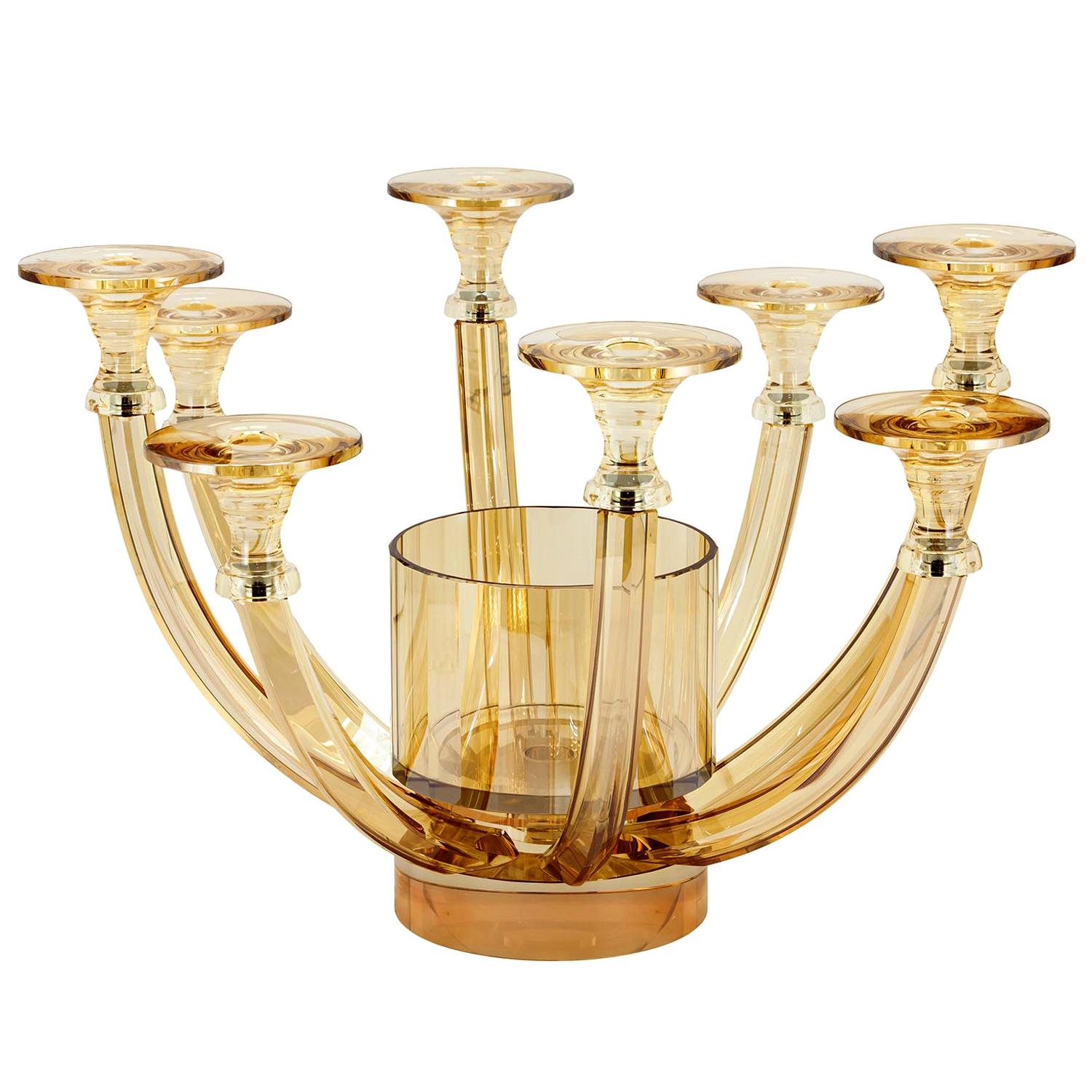 Stylish Crystal Vase-Candlestick in Amber Color