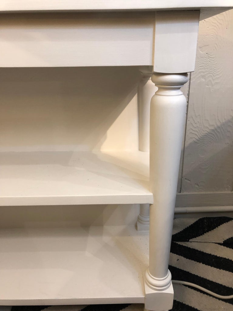 Stylish Custom White Painted Wood End Table Shelves For Sale at 1stDibs