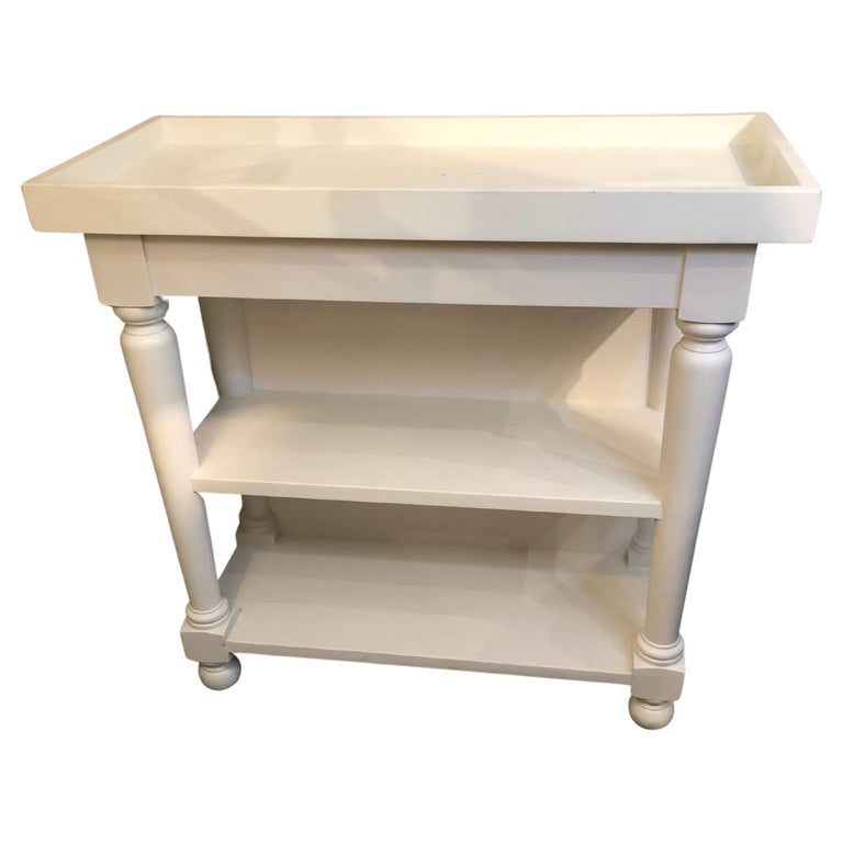 Stylish Custom White Painted Wood End Table Shelves For Sale at 1stDibs