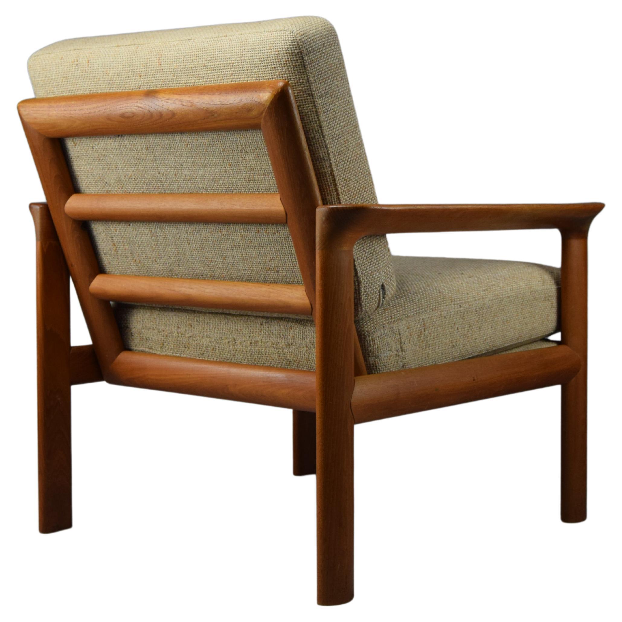 Stylish Danish Solid Teak Mid Century Modern Lounge Chair For Sale