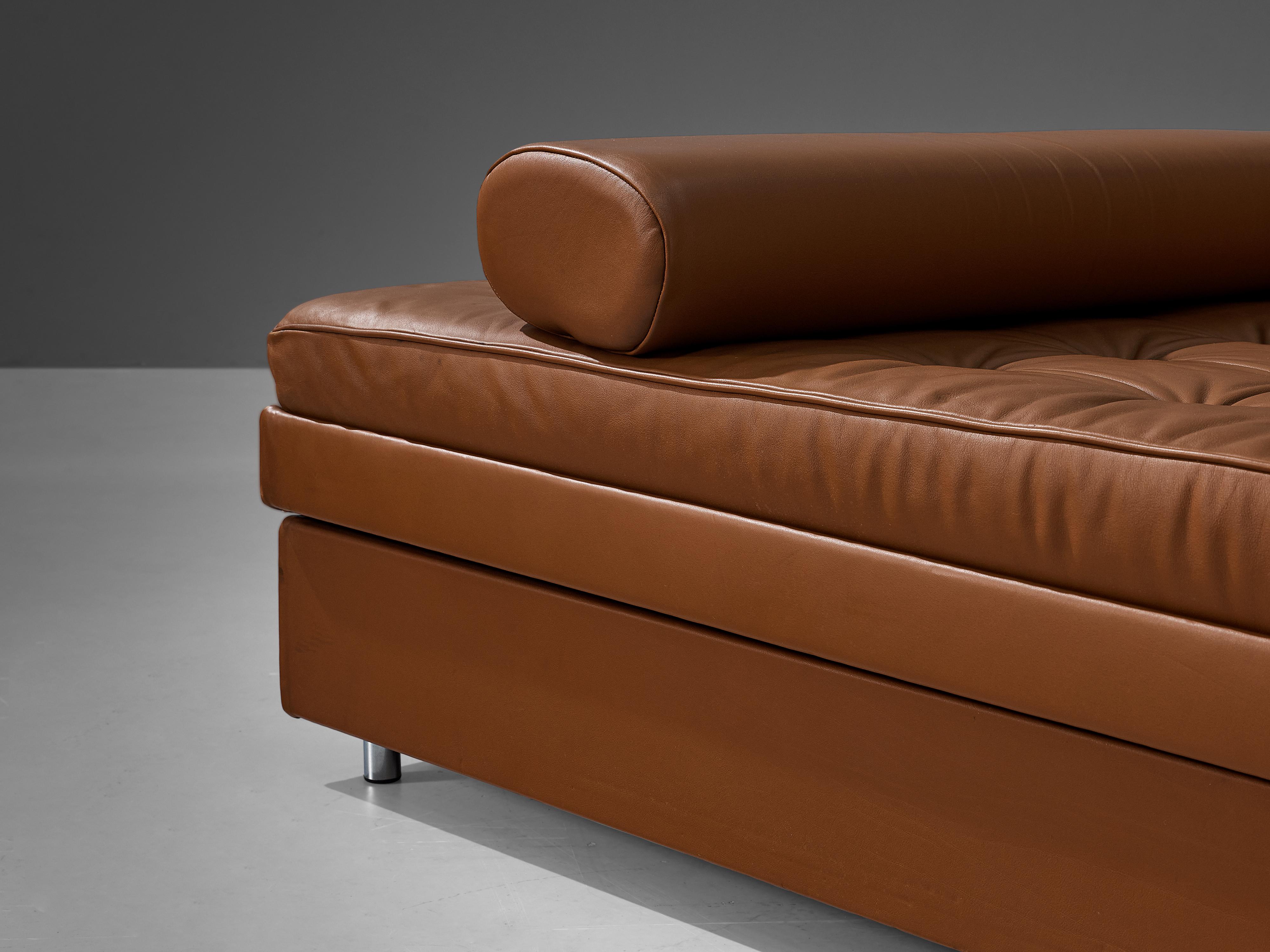 European Stylish Daybed in Cognac Leather