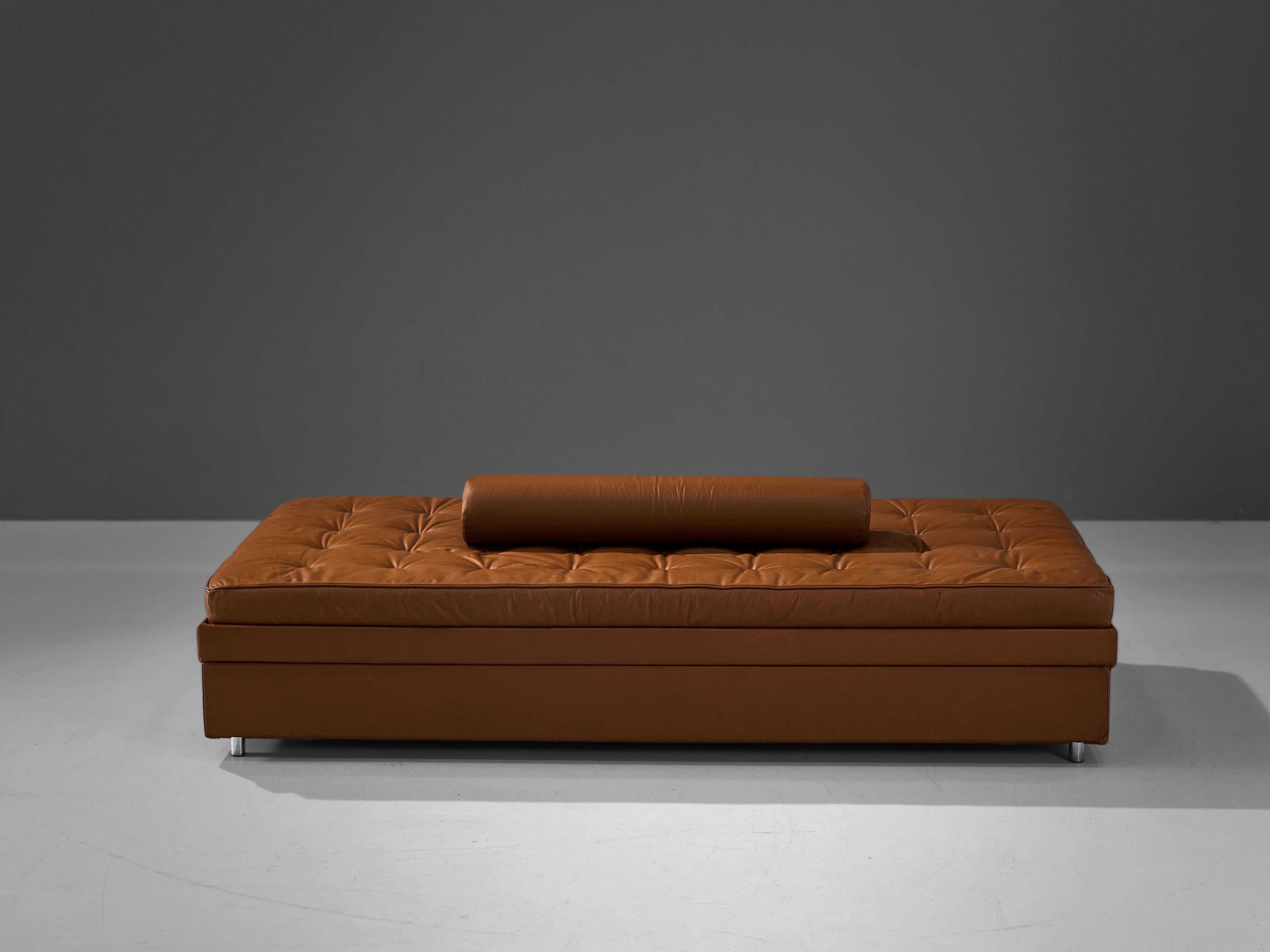 Stylish Daybed in Cognac Leather In Good Condition In Waalwijk, NL
