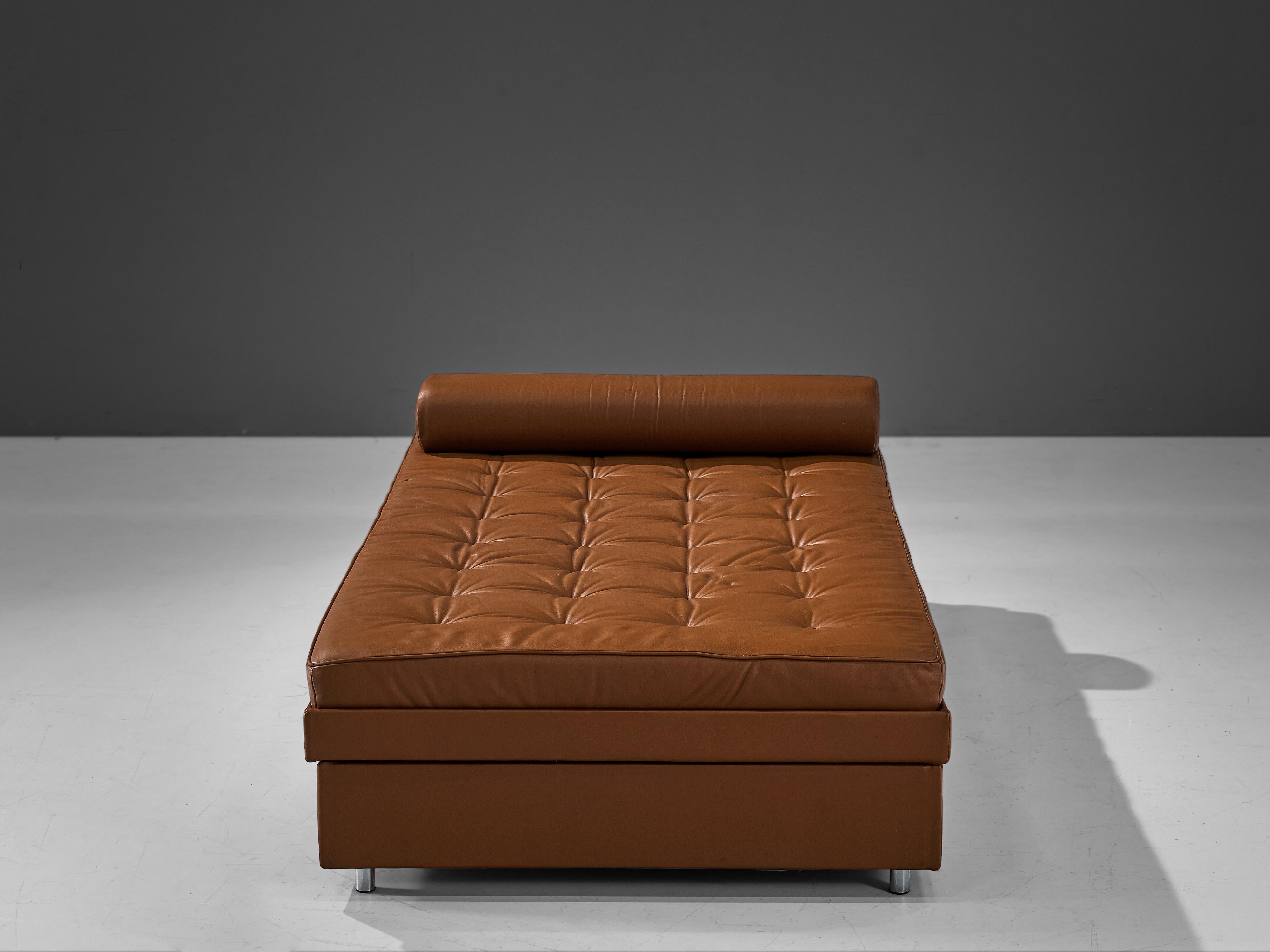 Mid-20th Century Stylish Daybed in Cognac Leather