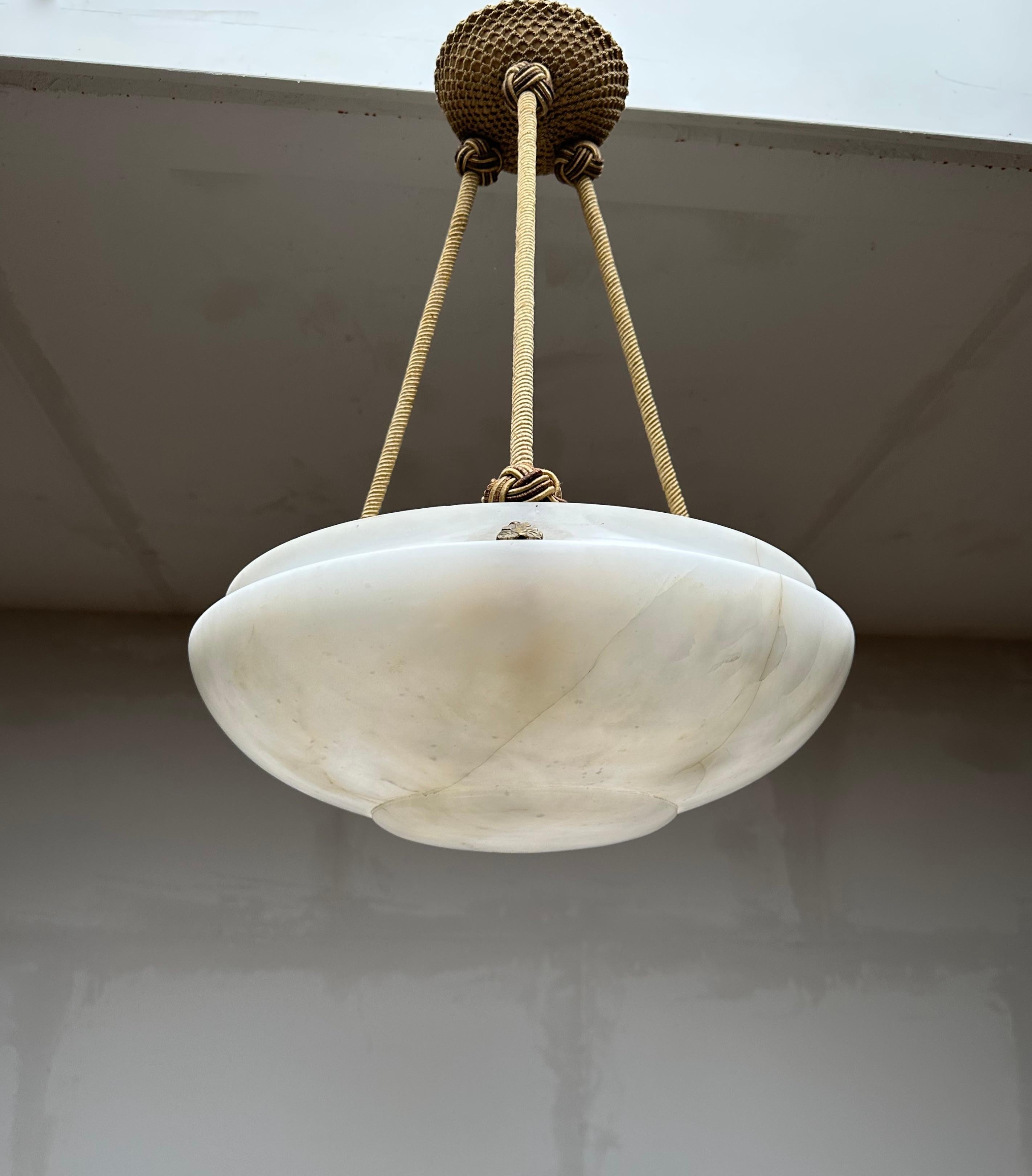 Stylish Design Art Deco White Alabaster Shade Pendant Light / Fixture with Rope  5