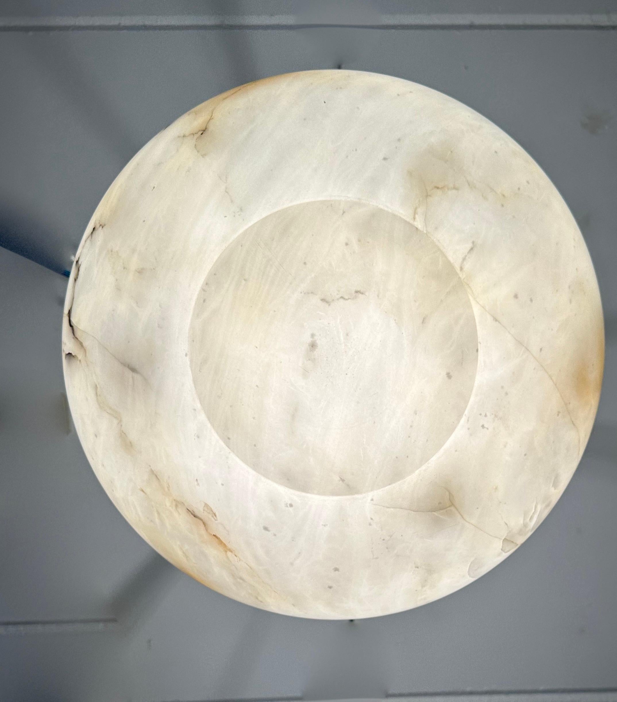 Stylish Design Art Deco White Alabaster Shade Pendant Light / Fixture with Rope  In Good Condition In Lisse, NL