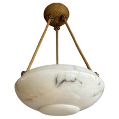Lampe à suspension Art déco avec abat-jour en albâtre blanc au design élégant 