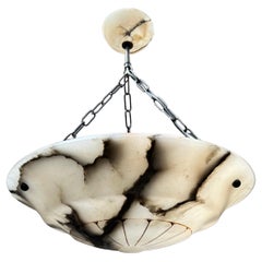 Stylish Design White & Black Veins Art Deco Alabaster Pendant Light / Chandelier