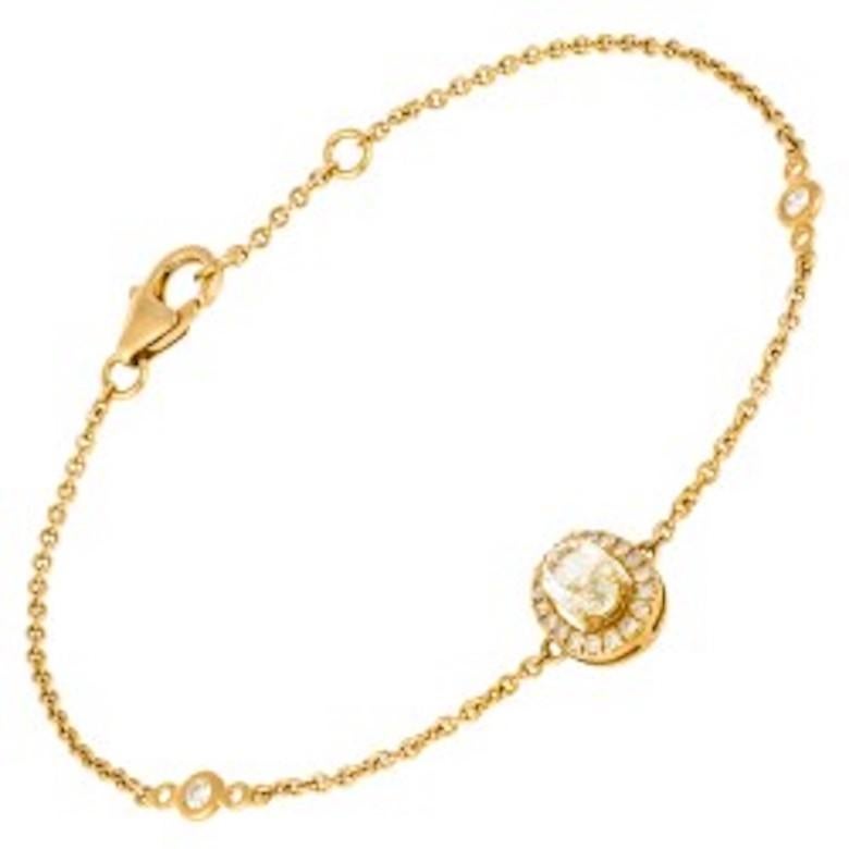 Taille coussin antique Bracelet élégant en or jaune 18 carats et diamants, bijouterie d'art, pour elle en vente