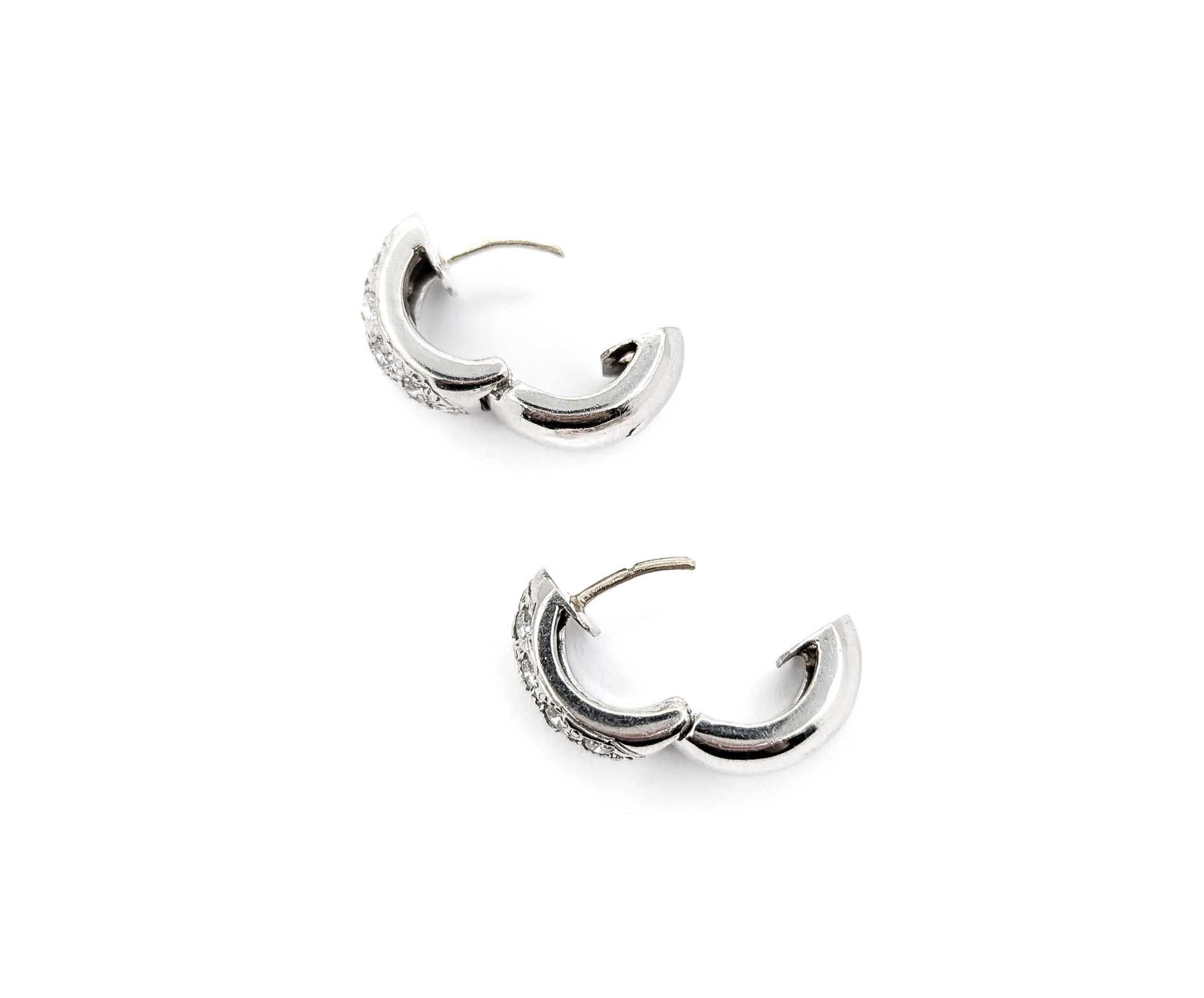 Stylish Diamond Huggie Earrings in 14k White Gold For Sale 5