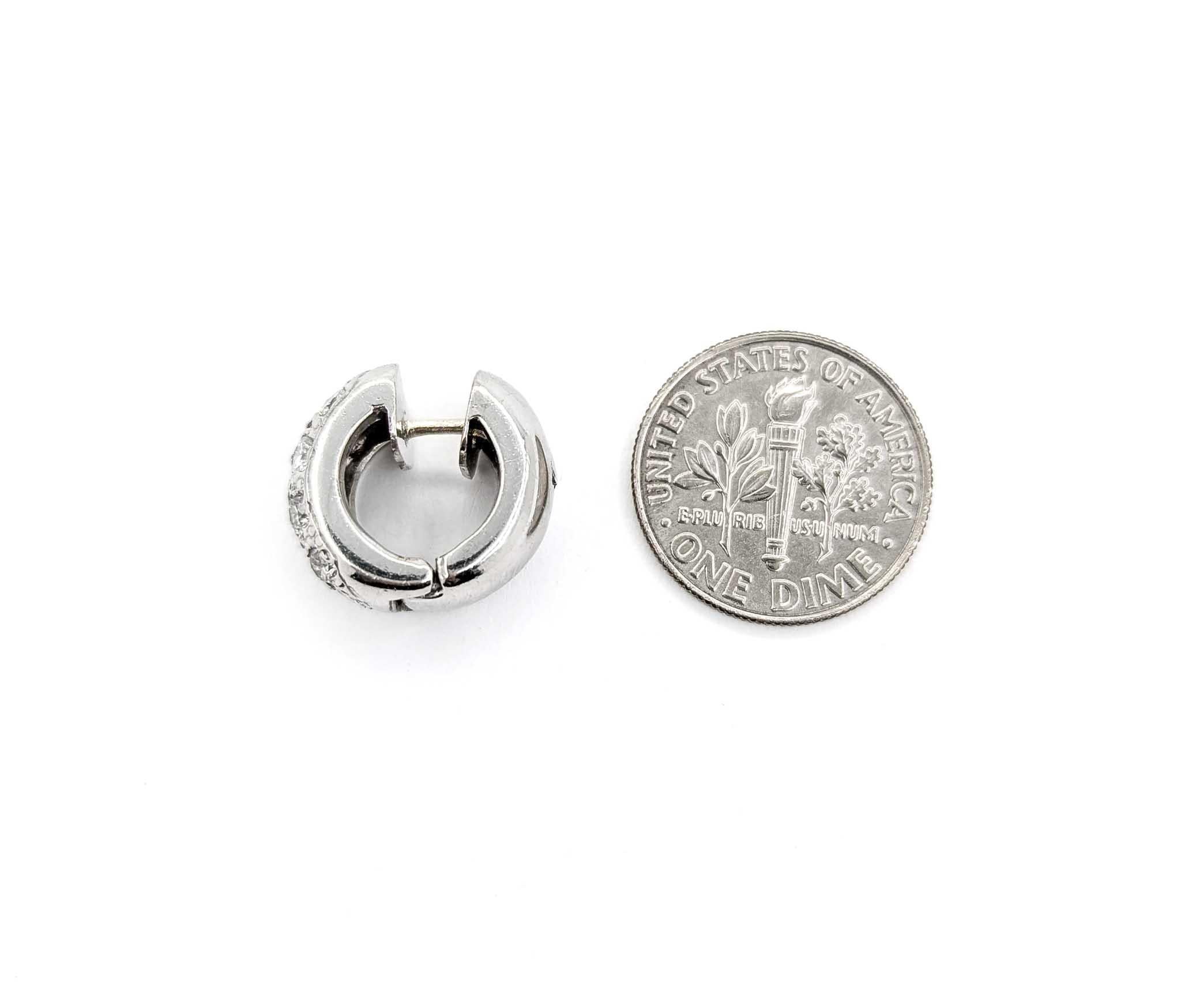 Stylish Diamond Huggie Earrings in 14k White Gold For Sale 6