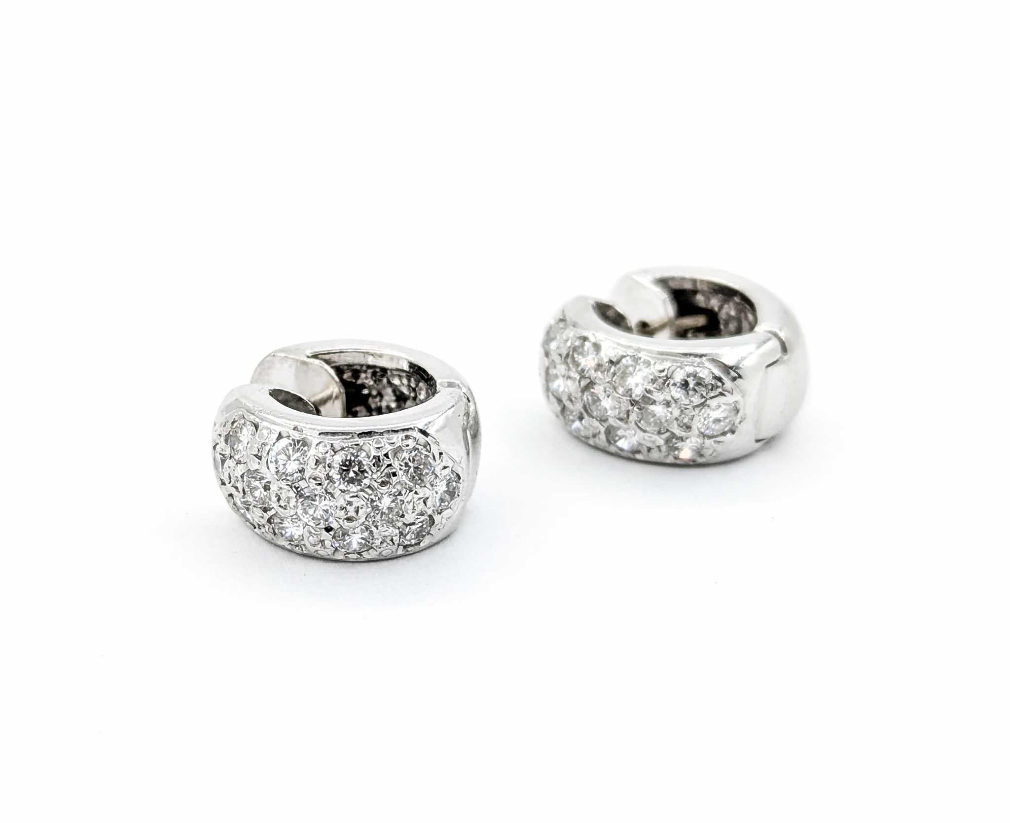 Stylish Diamond Huggie Earrings in 14k White Gold For Sale 8