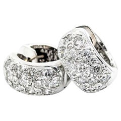 Stylish Diamond Huggie Earrings in 14k White Gold
