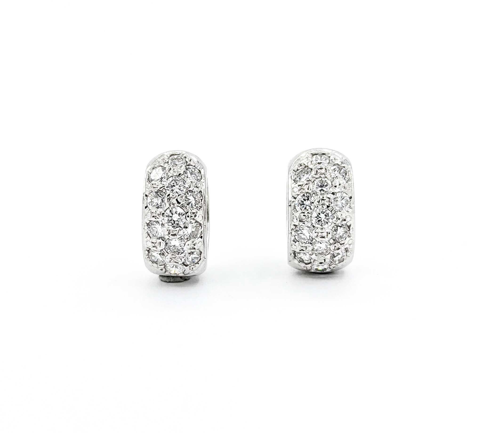 Stylish Diamond Huggie Earrings in 14k White Gold For Sale 2