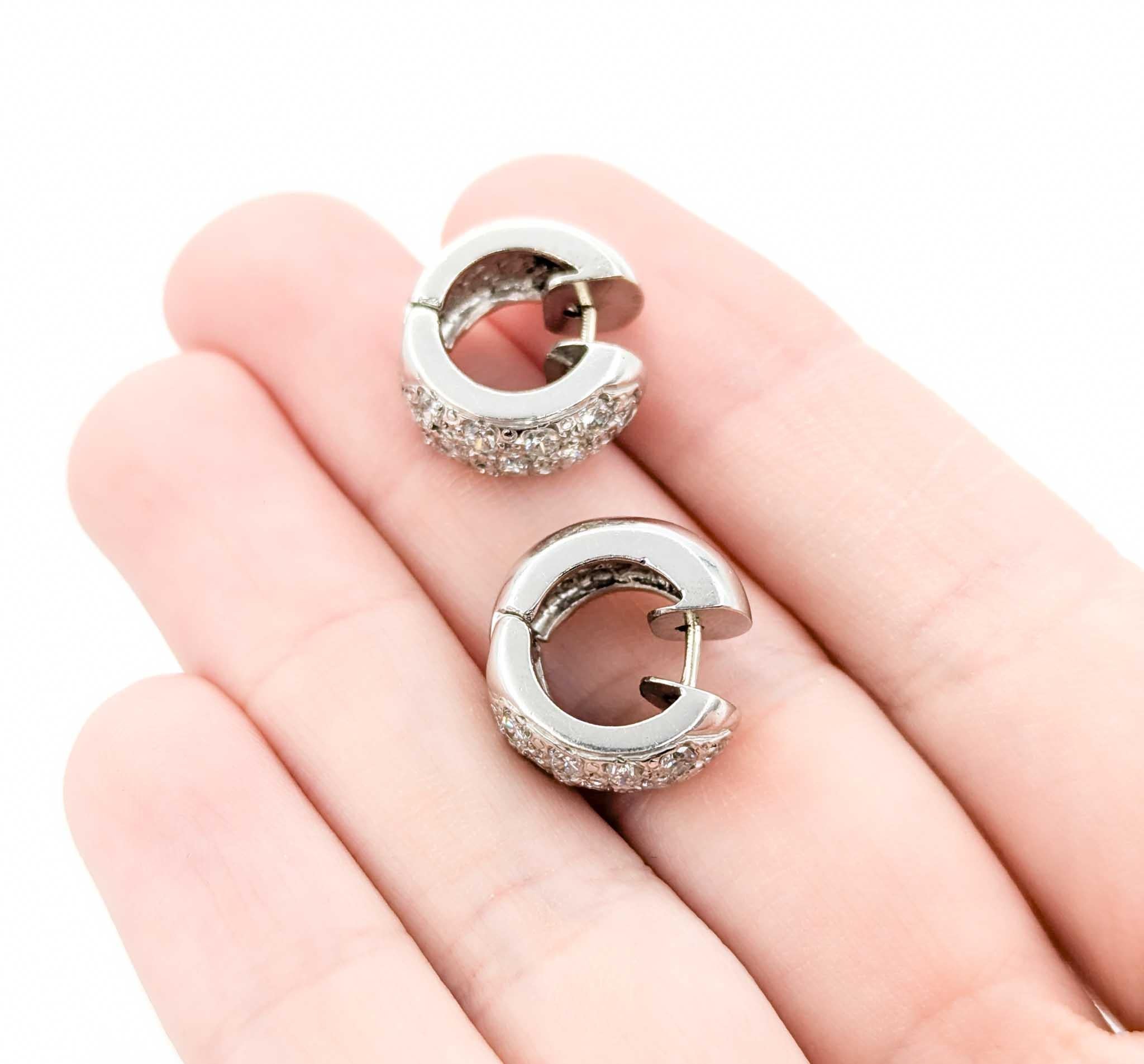 Stylish Diamond Huggie Earrings in 14k White Gold For Sale 3
