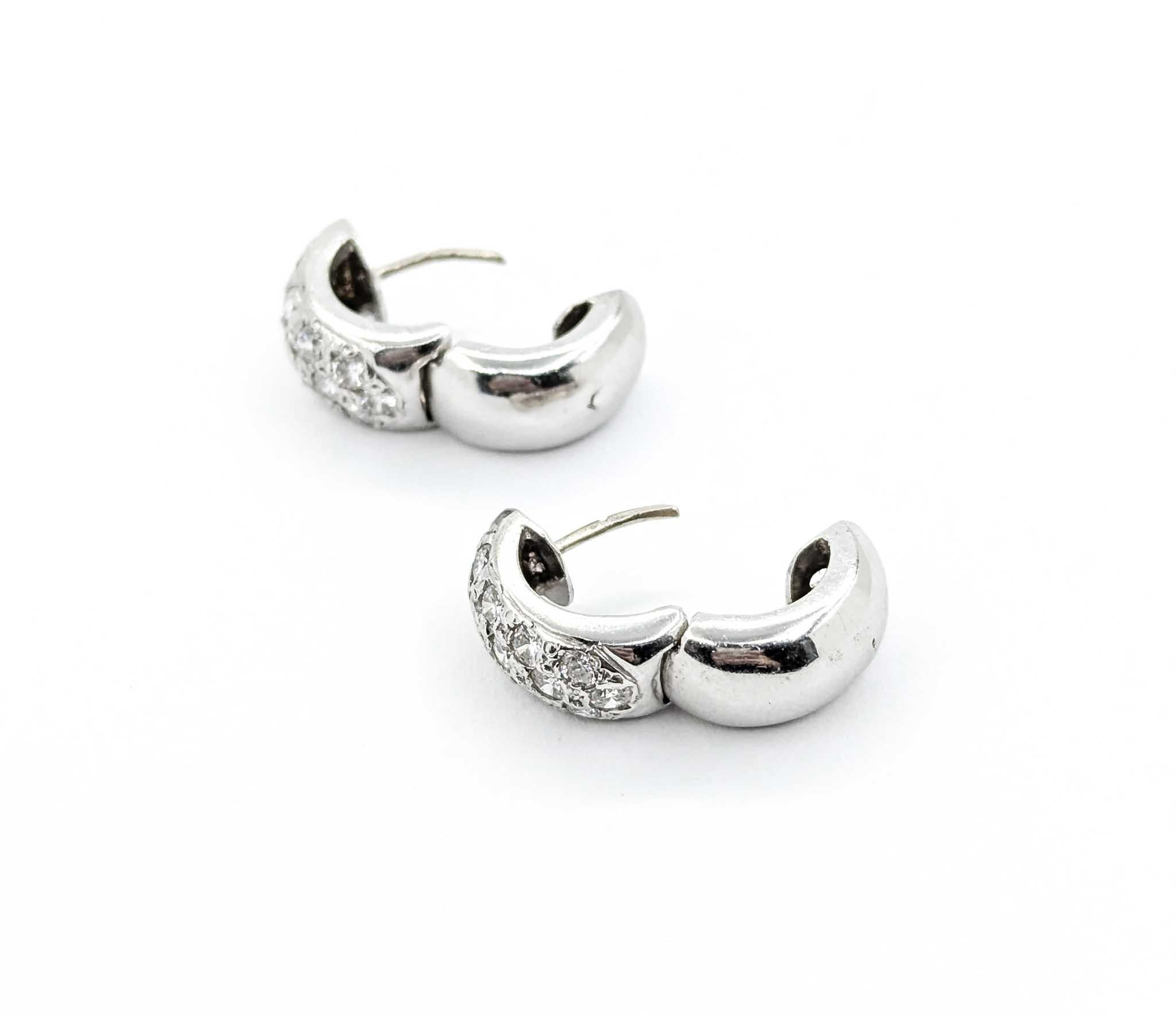 Stylish Diamond Huggie Earrings in 14k White Gold For Sale 4