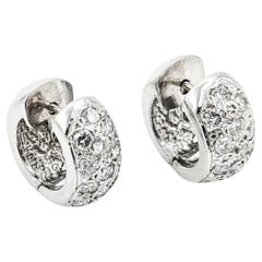 Stylish Diamond Huggie Earrings in 14k White Gold
