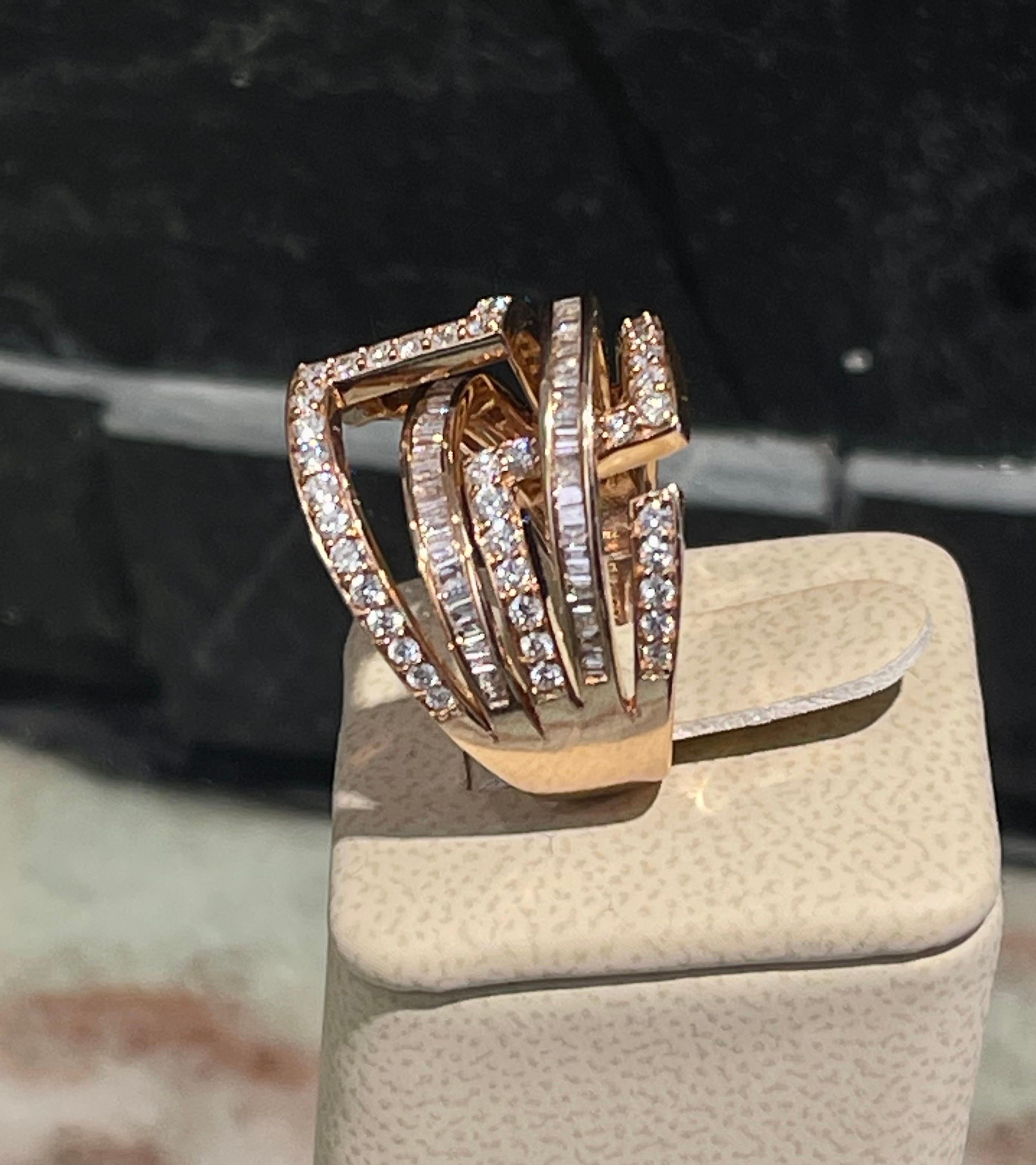 Contemporary Stylish Diamond Ring In 14k Rose Gold  For Sale