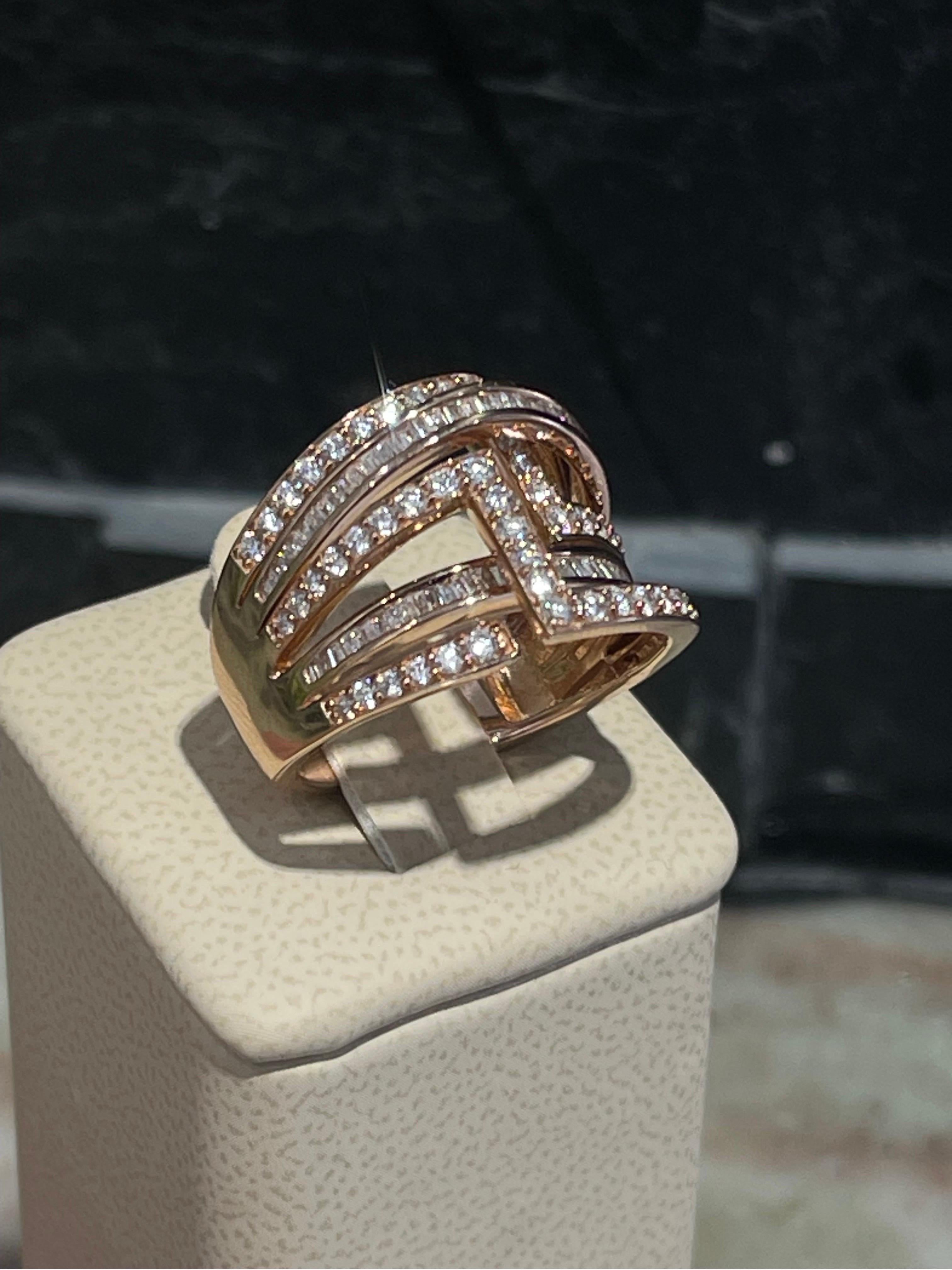 Stylish Diamond Ring In 14k Rose Gold  For Sale 1