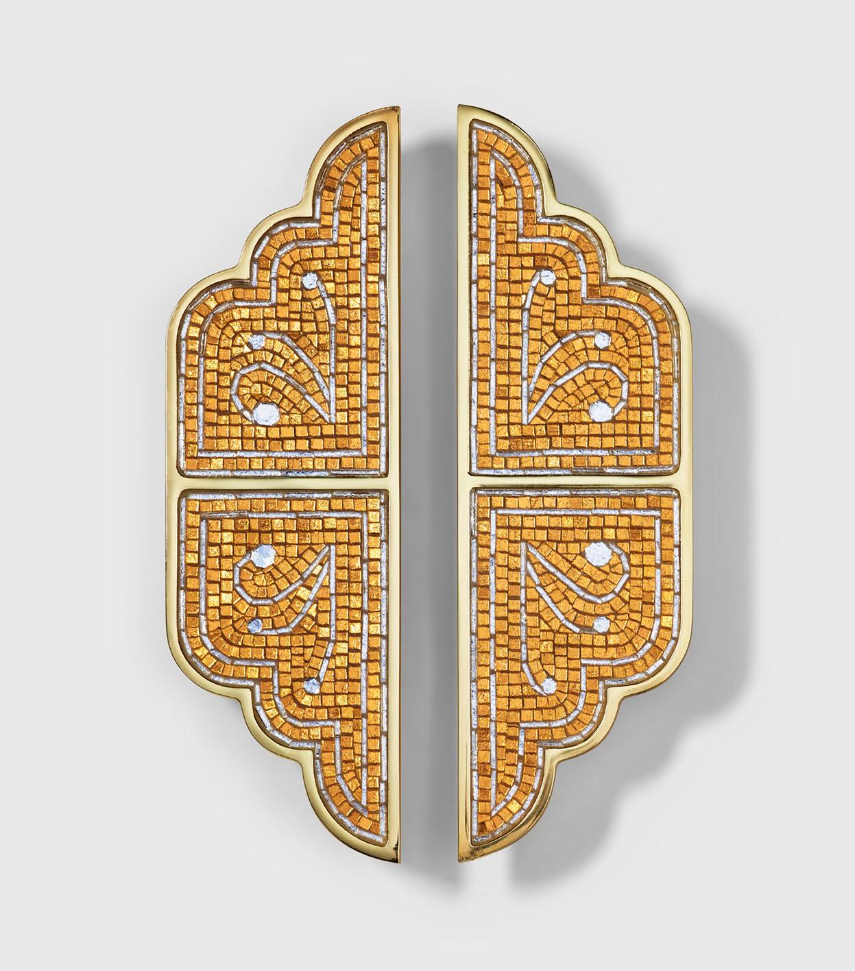 Italian Stylish Door Handle Amazing Design Different Finishes Decorated with Micromosaic For Sale