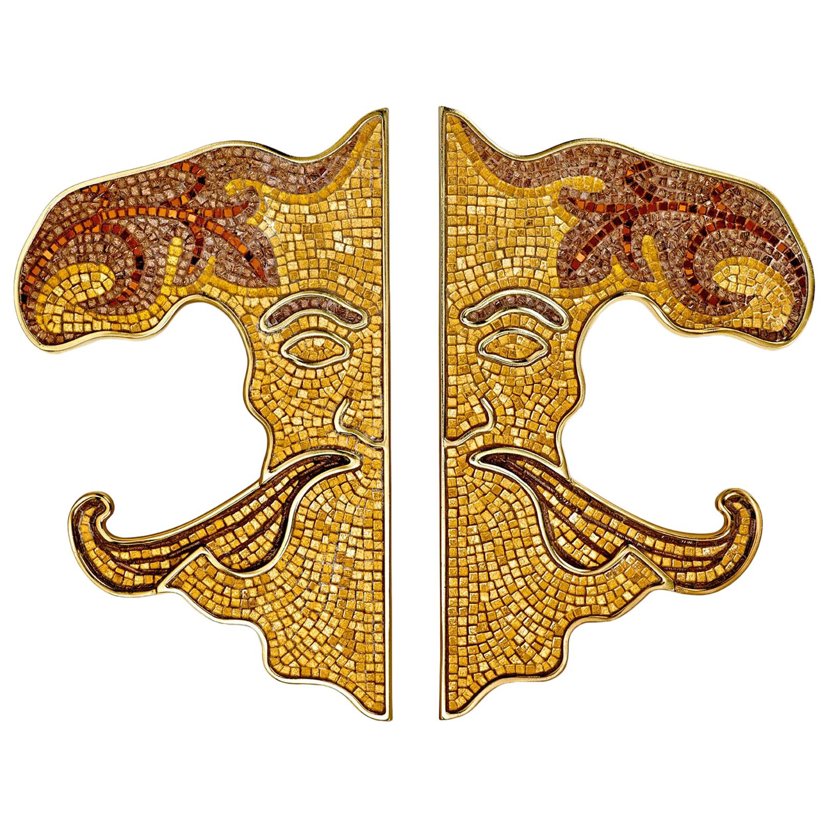 Stylish Door Handle Amazing Design Different Finishes Decorated with Micromosaic For Sale
