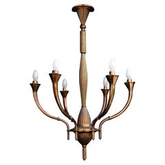Stylish Early 20th century Art Deco brass chandelier