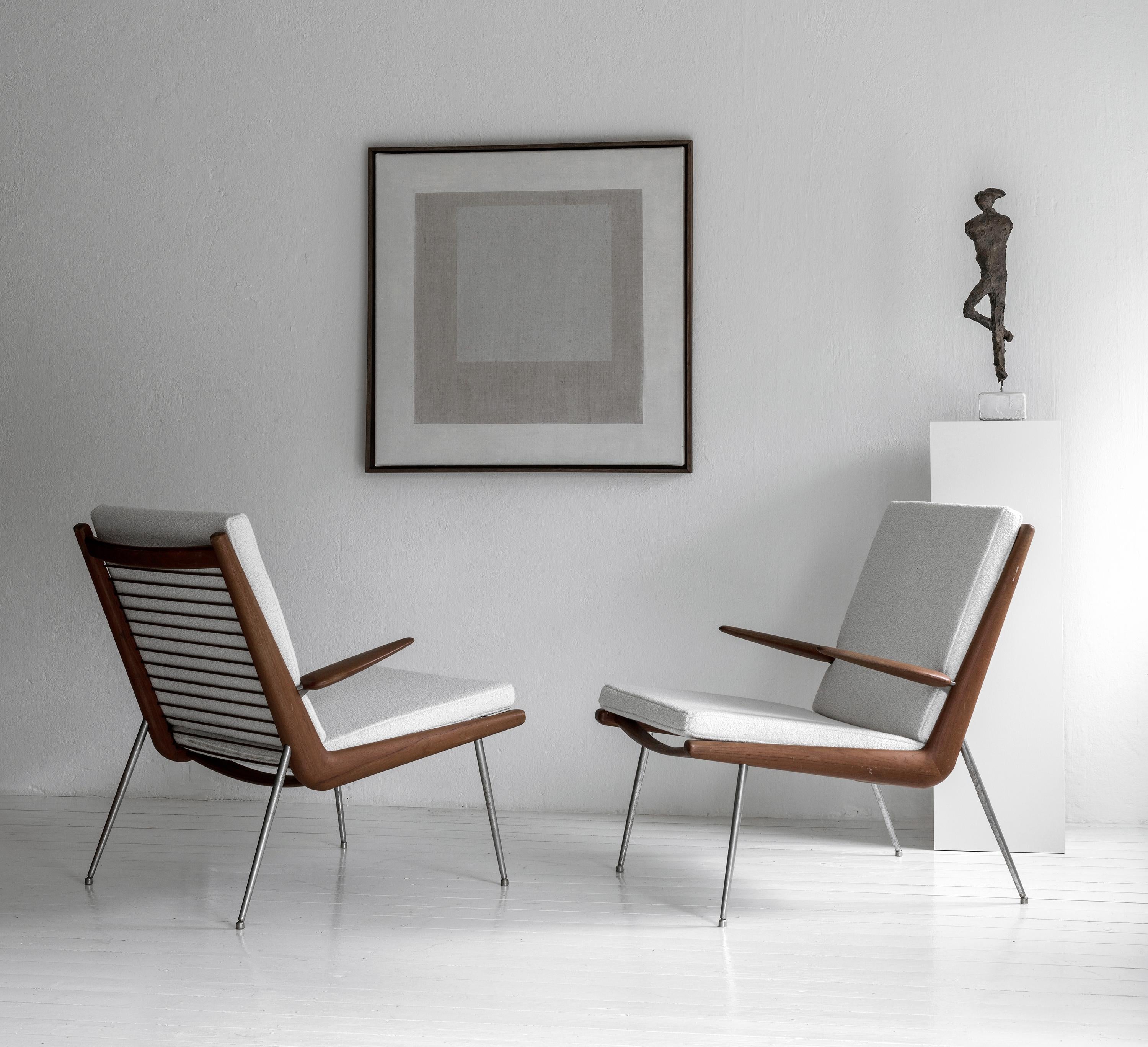 Stylish early pair of Boomerang armchairs by Peter Hvidt & Orla Molgaard-Nielsen For Sale 6