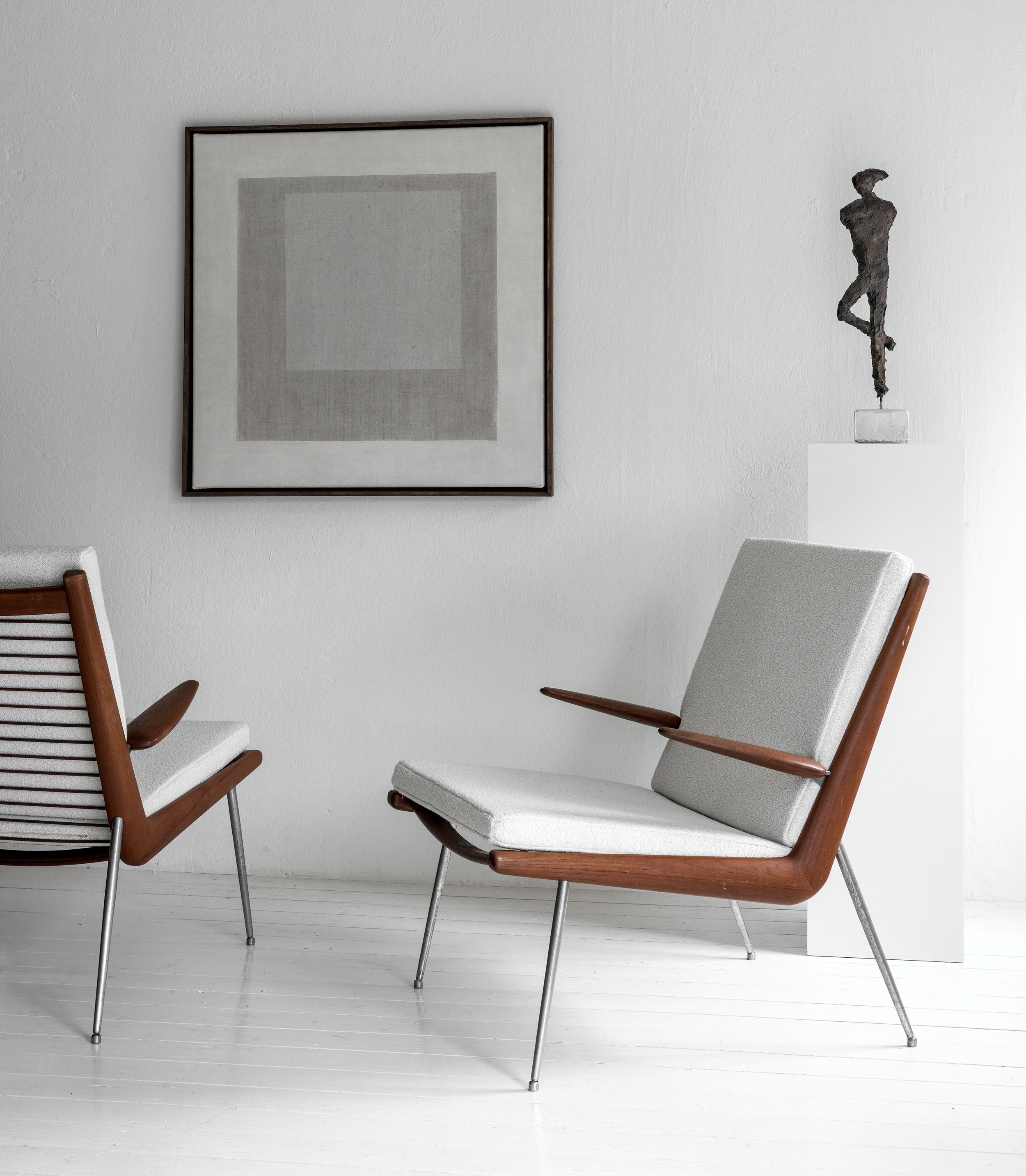 Stylish early pair of Boomerang armchairs by Peter Hvidt & Orla Molgaard-Nielsen For Sale 8