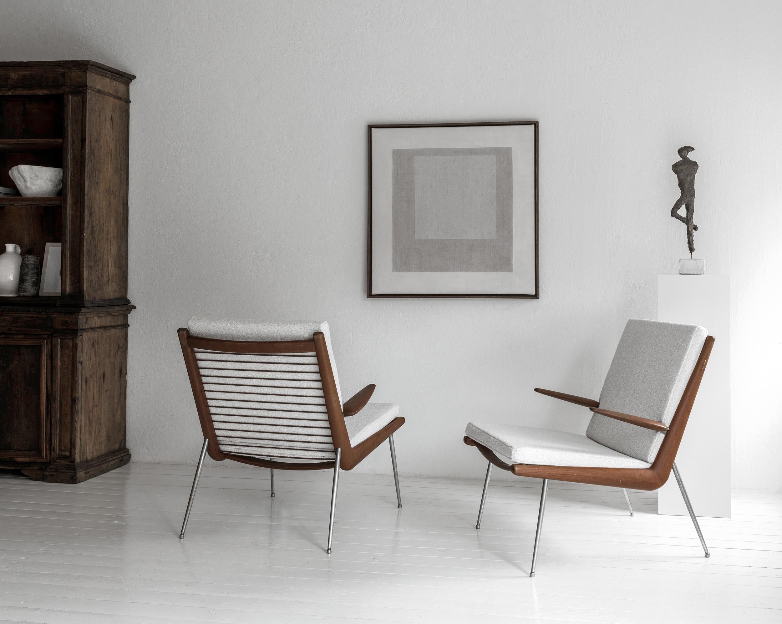 Stylish early pair of Boomerang armchairs by Peter Hvidt & Orla Molgaard-Nielsen For Sale 9