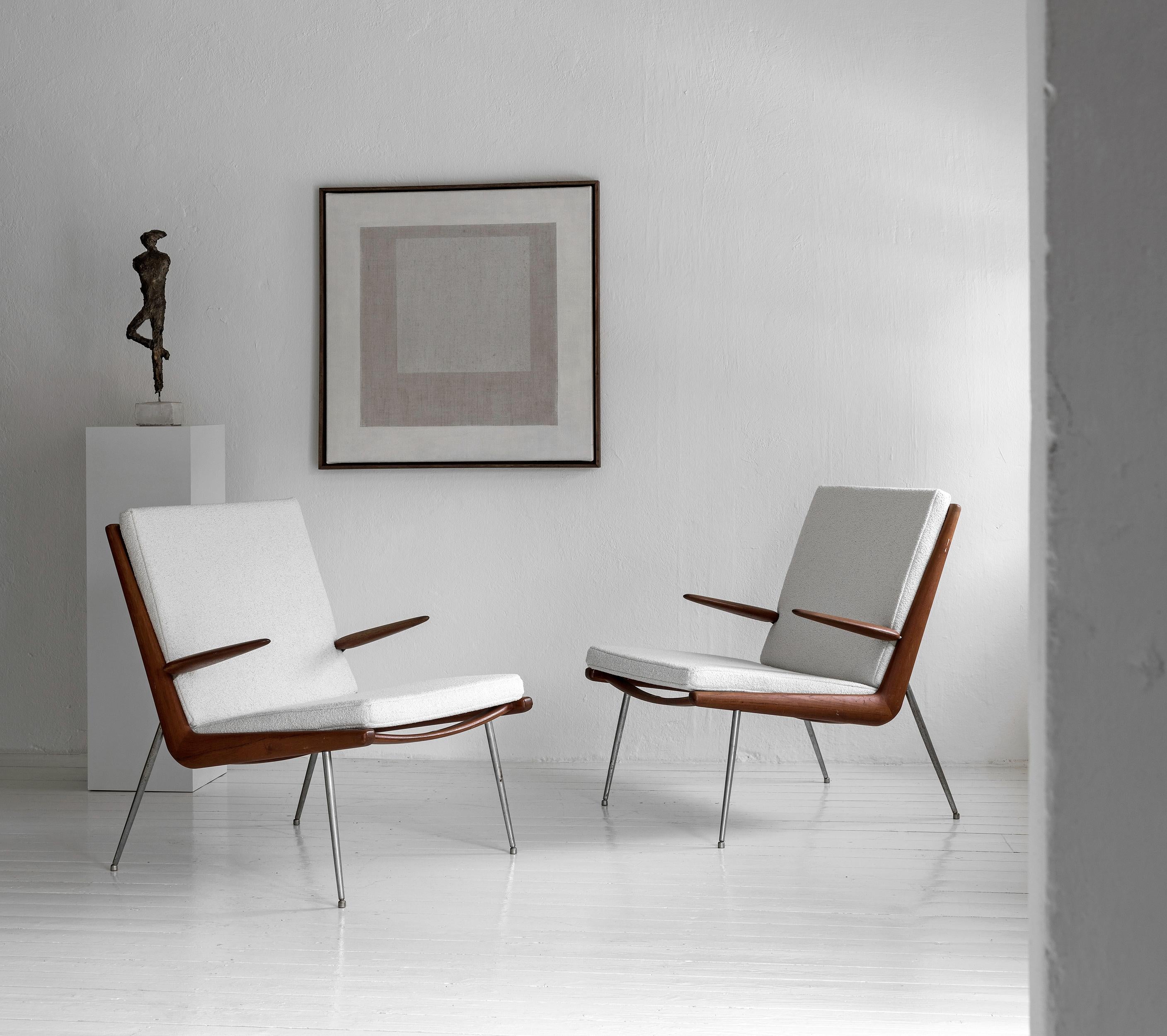 Mid-Century Modern Élégante paire de fauteuils Boomerang de Peter Hvidt et Orla Molgaard-Nielsen en vente