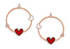 Sicis Jewels 18kt Rose Gold Micro Mosaic Hoop Earrings with White Diamonds