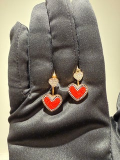 Stylish Earrings Rose Gold White Diamonds HandDecorated with Micromosaic