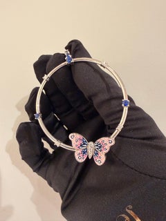 Sicis Jewels 18K White Gold Micro Mosaic Earrings with Diamonds and Blue Sapphir