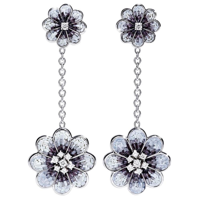 Stylish Earrings White Gold White Diamonds Hand Decoated with Micro ...