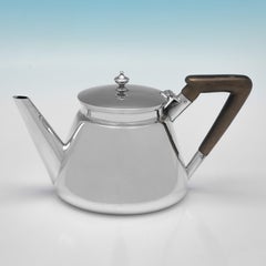 Stylish Edwardian antique sterling silver 3 piece tea set - Barnards London 1908