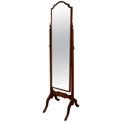 Antique Stylish Edwardian Mahogany Cheval Mirror