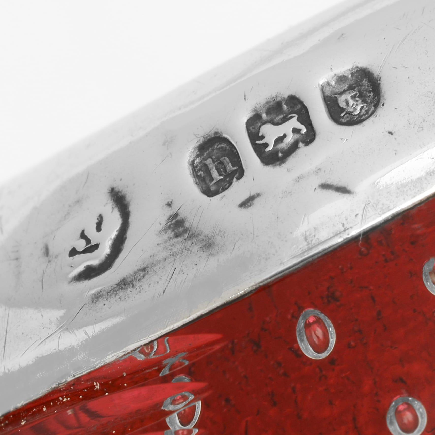 Early 20th Century Stylish Edwardian overlaid red glass and sterling silver match strike - 1903