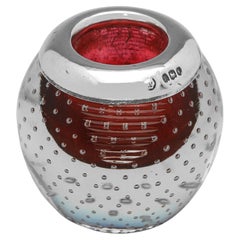 Stylish Edwardian overlaid red glass and sterling silver match strike - 1903
