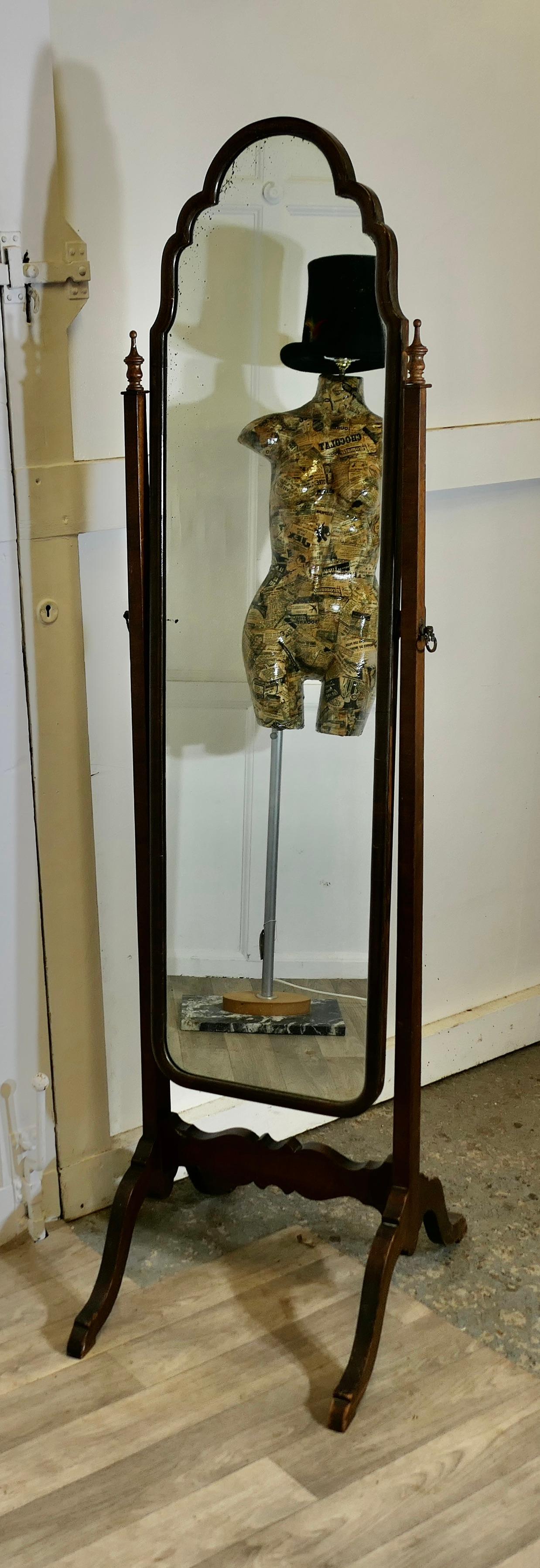 Adam Style Stylish Edwardian Walnut Cheval Mirror