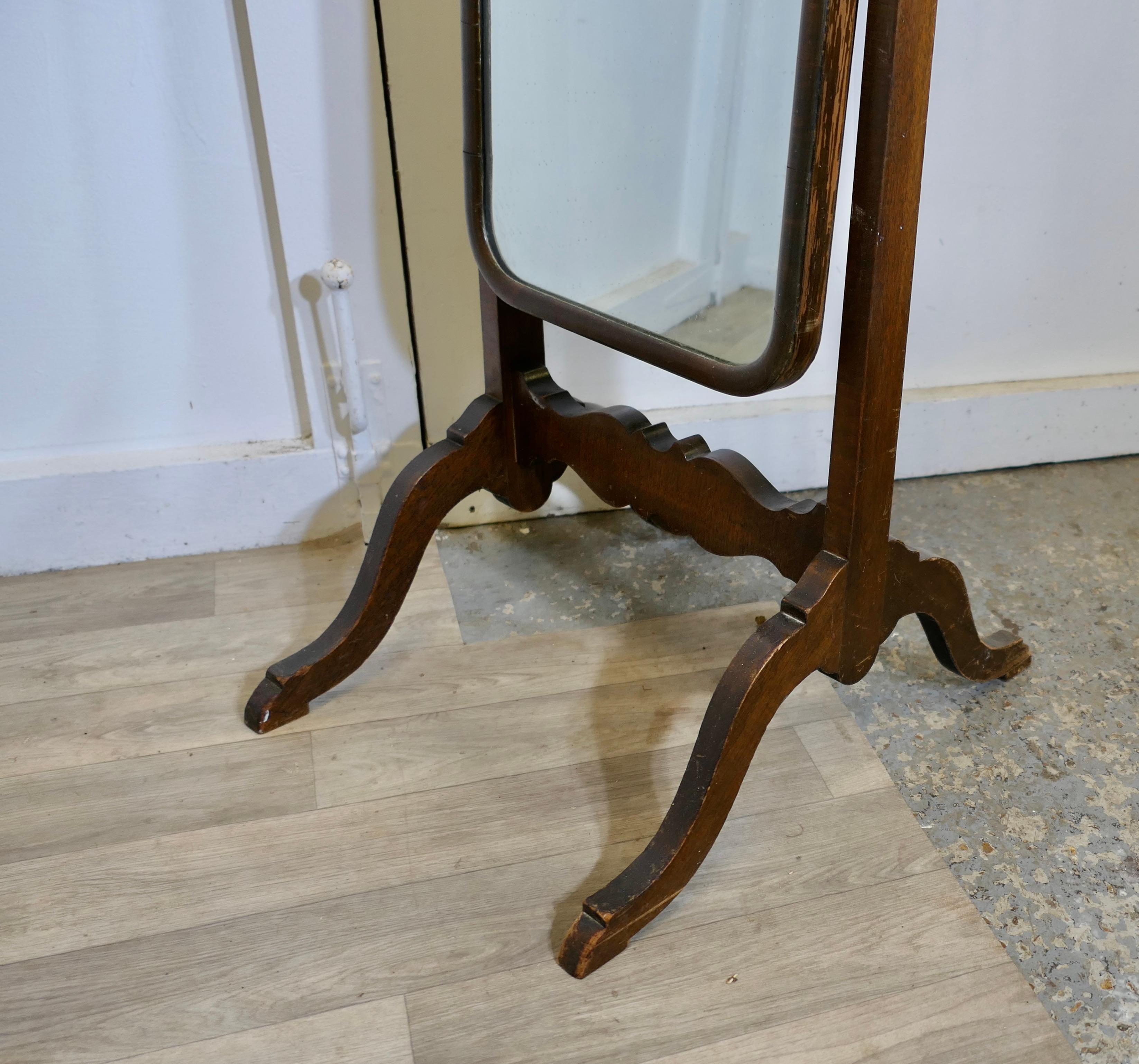 Stylish Edwardian Walnut Cheval Mirror 2