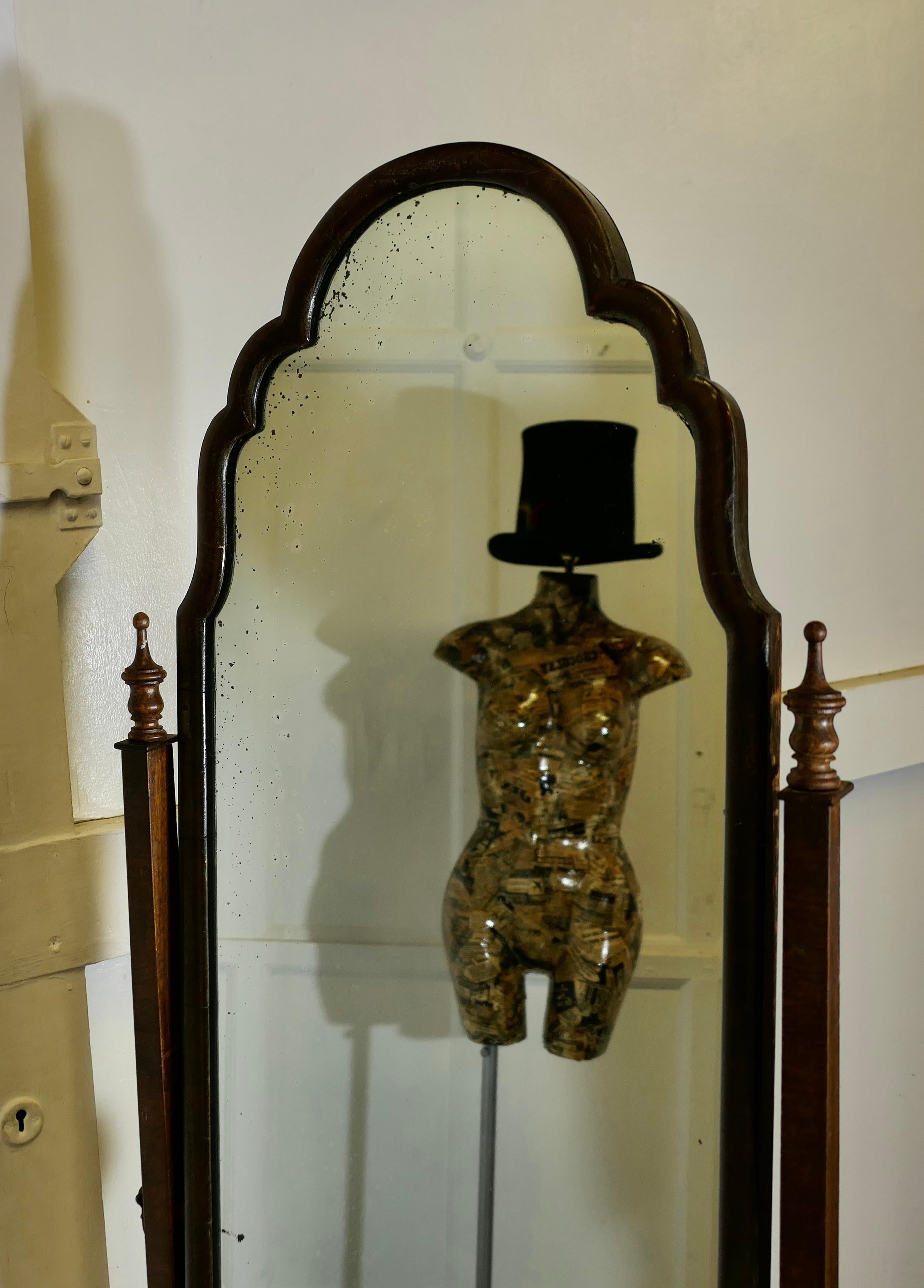 Stylish Edwardian Walnut Cheval Mirror 3